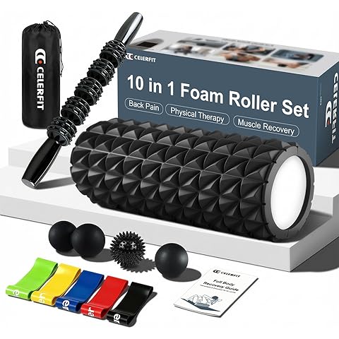 Krightlink 5-in-1 foam roller set with massage ball and resistance bands