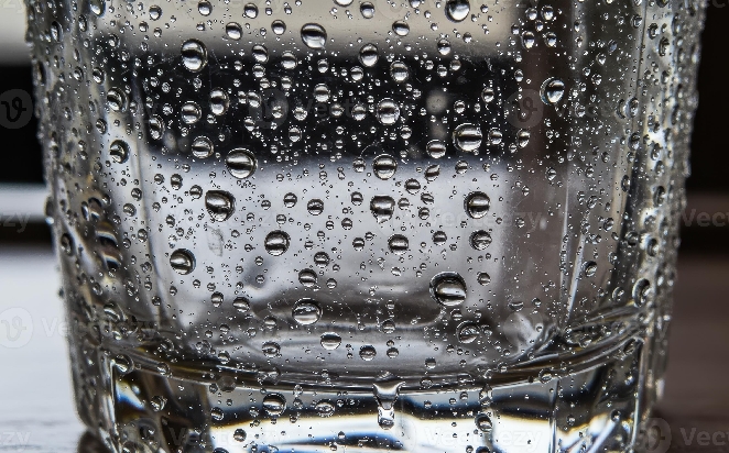 Close-up of water droplets condensation on cold glass surface