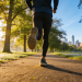 Morning jog in a sunlit urban park, promoting active lifestyle